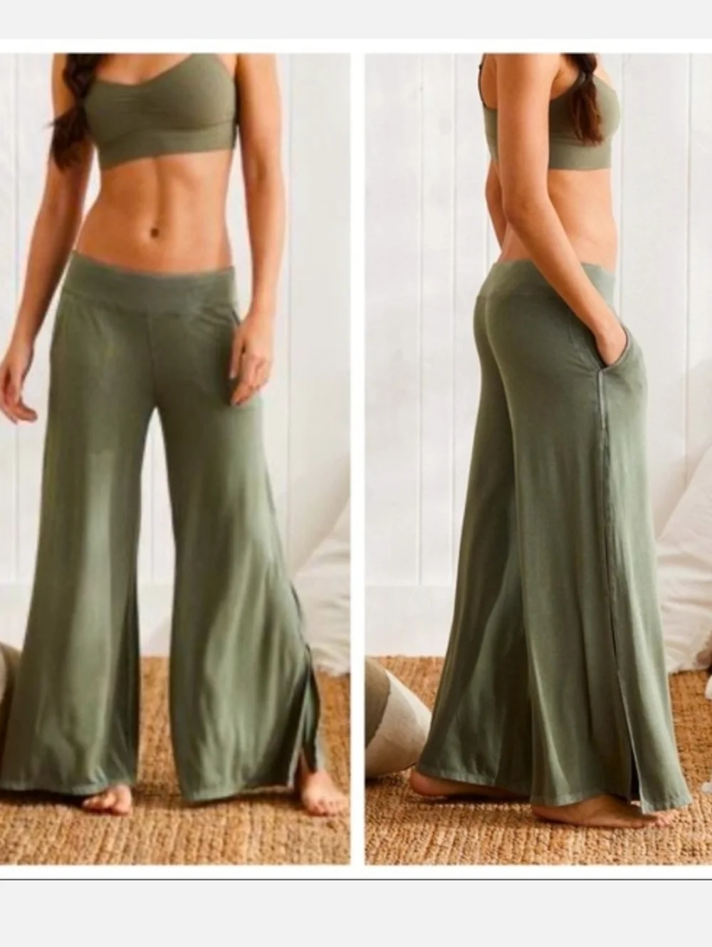Aerie Island Wide Leg Lounge Pants Size Medium - Picture 1 of 11